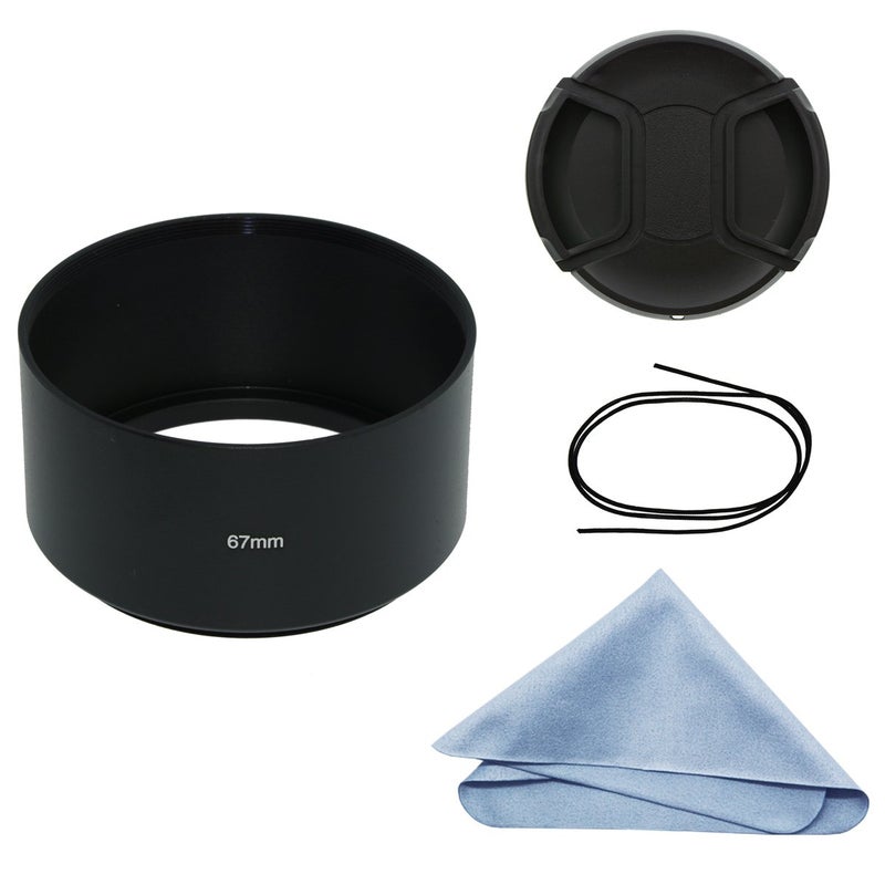 SIOTI 67mm Lens Hood, Oxidation Matte Anti Reflective Treatment, Aluminum Alloy, with 1 * 72mm Lens Cap, Compatible with Sony/Canon/Nikon/Fuji etc >85mm Camera Lens - Image 1
